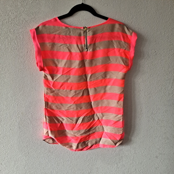 Satin Neon Pink Striped Express Blouse - Picture 4 of 4